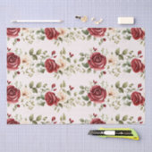 Rode Cream Rozen Blush Roze Bloemen Bruiloft Tissuepapier (Craft)