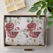 Rode Cream Rozen Blush Roze Bloemen Bruiloft Tissuepapier (Geschenk)