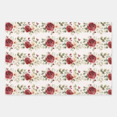 Rode Cream Rozen Gouden Bruiloft Inpakpapier Vel (Voorkant)