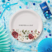 Rode Cream Rozen Gouden Bruiloft Papieren Bordje (Feest)