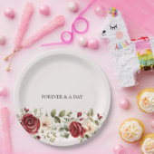 Rode Cream Rozen Gouden Bruiloft Papieren Bordje (Feest)