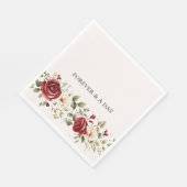 Rode Cream Rozen Gouden Bruiloft Servet (Hoek)