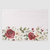 Rode Cream Rozen Gouden Bruiloft Tissuepapier (Voorkant)