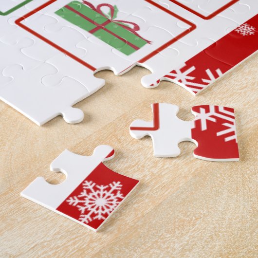 Rode Creatieve Kerstmis Bingo Jigsaw Puzzel (Zijkant)
