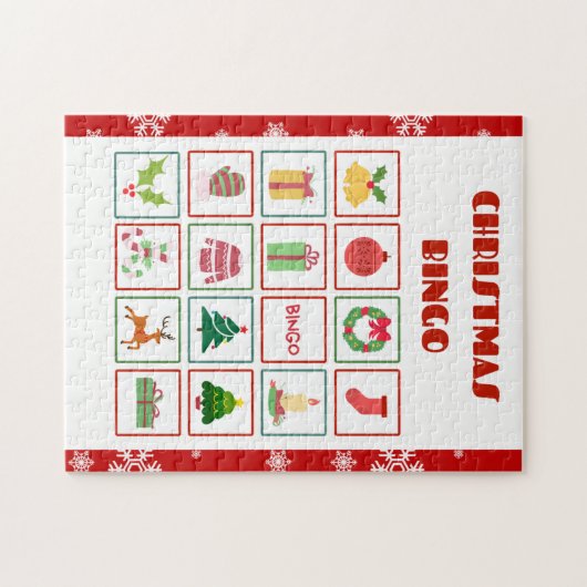 Rode Creatieve Kerstmis Bingo Jigsaw Puzzel (Horizontaal)