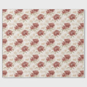 Rode Crème Bloemen Bruidscadeau Cadeaupapier (Vlak)