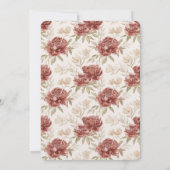 Rode Crème Bloemen Bruiloft Kaart (Achterkant)