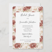 Rode Crème Bloemen Bruiloftsborrel Kaart (Voorkant)