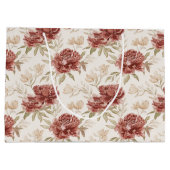 Rode Crème Bloemen Bruiloftsfeest Groot Cadeauzakje (Achterkant)