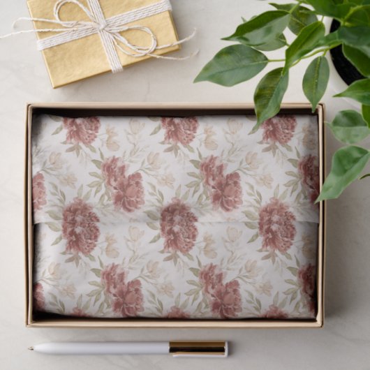 Rode Crème Bloemen Bruiloftsfeest Tissuepapier (Geschenk)