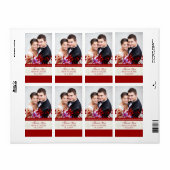 Rode Crème Bloemen Foto Bruiloft Labels (Full Sheet)