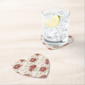 Rode Crème Bloemen Kartonnen Onderzetters (Insitu)