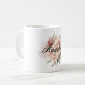 Rode Crème Bloemen Koffiemok (Voorkant links)