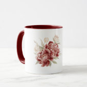 Rode Crème Bloemen Mok (Voorkant links)