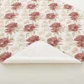 Rode Crème Bloemen Sherpa Deken (3/4)