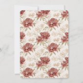 Rode Crème Bloemen Verjaardag Kaart (Achterkant)