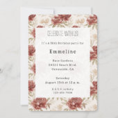Rode Crème Bloemen Verjaardag Kaart (Voorkant)