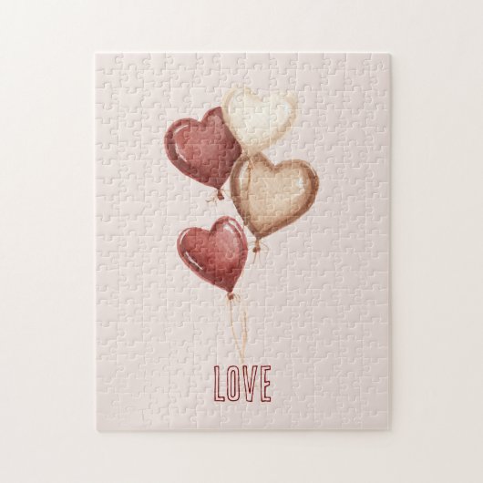 Rode Crème Blush Hart Ballonnen Liefde Legpuzzel (Verticaal)