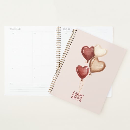 Rode Crème Blush Hart Ballonnen Liefde Planner (Display)