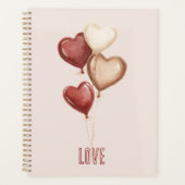 Rode Crème Blush Hart Ballonnen Liefde Planner (Voorkant)