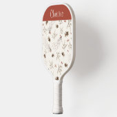 Rode Crème Boho Aquarel Bos Aangepaste Naam Pickleball Paddle (Links)