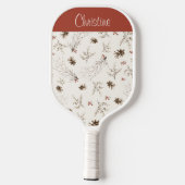 Rode Crème Boho Aquarel Bos Aangepaste Naam Pickleball Paddle (Achterkant)