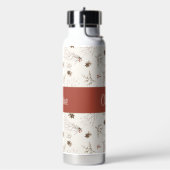Rode Crème Boho Aquarel Woodland Aangepaste Naam Waterfles (Links)