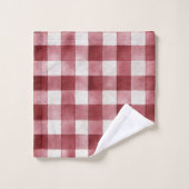 Rode Crème Geruite Strepen Bad Handdoek (Wasdoekje)