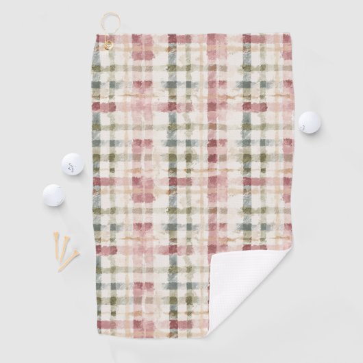 Rode Crème Geruite Strepen Golfhanddoek (Insitu)