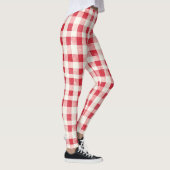 Rode Crème Geruite Strepen Leggings (Rechts)