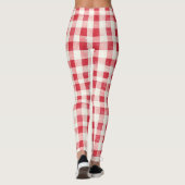 Rode Crème Geruite Strepen Leggings (Achterkant)
