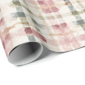 Rode Crème Gestreepte Plaid Verjaardag Cadeaupapier (Rol Hoek)