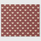 Rode Crème Glitter Harten Cadeaupapier (Vlak)