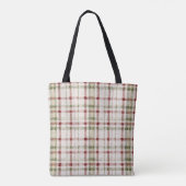 Rode Crème Groen Strepen Kerst Tote Bag (Achterkant)