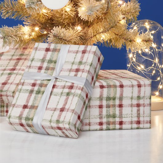 Rode Crème Groene Strepen Kerst Cadeaupapier (Feestdagen)