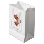 Rode Crème Hart Ballonnen Liefde Medium Cadeauzakje (Voorkant Gekanteld)