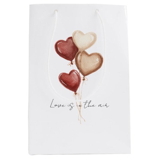 Rode Crème Hart Ballonnen Liefde Medium Cadeauzakje (Voorkant)