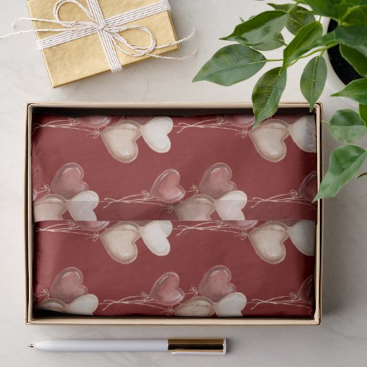 Rode Crème Hart Ballonnen Liefde Tissuepapier (Geschenk)
