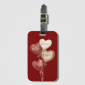 Rode Crème Hart Ballonnen Liefde Vreugde Bagagelabel (Voorkant (verticaal))