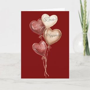 Rode Crème Hart Ballonnen Liefde Vreugde Kaart