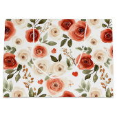 Rode Crème Harten en Bloemen Bruiloftsfeest Groot Cadeauzakje (Voorkant)