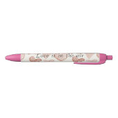 Rode Crème Harten Liefde Zwarte Inkt Pen (Bodem)
