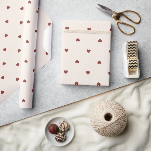 Rode Crème Harten Valentijnsdag Liefde Cadeaupapier (Crafts)
