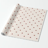 Rode Crème Harten Valentijnsdag Liefde Cadeaupapier (Uitgerold)