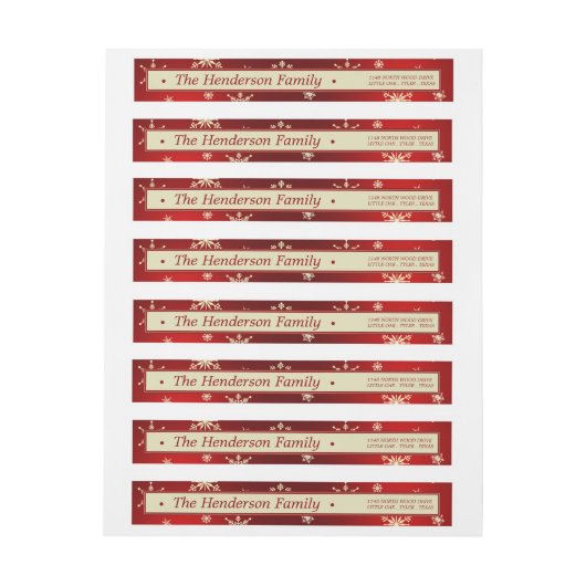 Rode & Crème Kerst Sneeuwvlokken Custom (Vel)