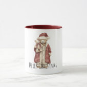 Rode Crème Kerst Teddyberen Mok (Midden)