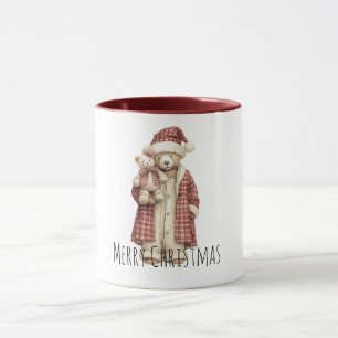 Rode Crème Kerst Teddyberen Mok