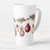 Rode Crème Kerstversiering Latte Mok (Rechterhoek)