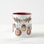 Rode Crème Kerstversiering Mok (Midden)