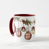 Rode Crème Kerstversiering Mok (Voorkant links)